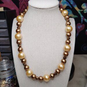 Champagne Gold Pearl Collar Necklace • Heavy Luxe Beads • 19.5”